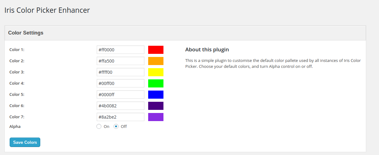 An example of Iris Color Picker Enhancer Settings