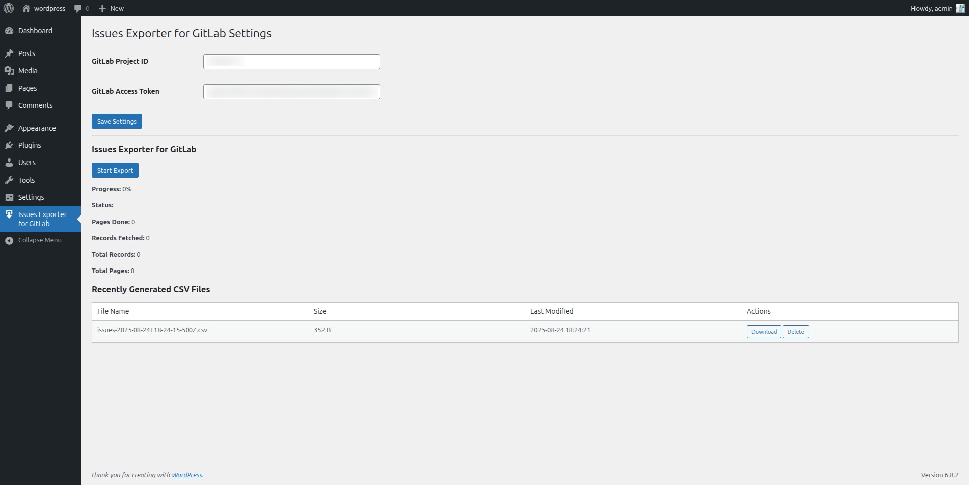 Generated files list.