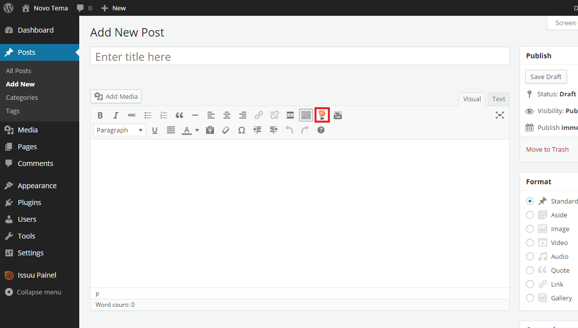 This is the screen to insert a shortcode in post content.