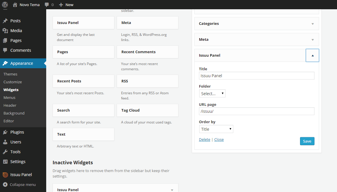 This widget displays the last document in accordance with the options