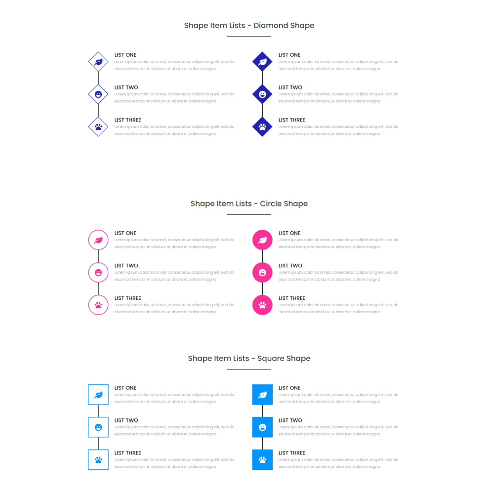 Shape Bullets - Diamond Shape, Circle Shape & Square Shape
