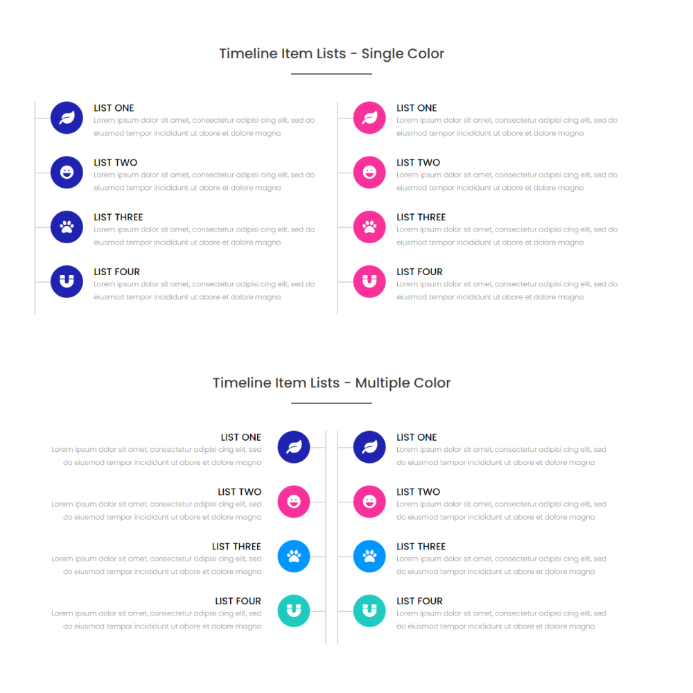 Timeline Bullets - Single Color & Multiple Color