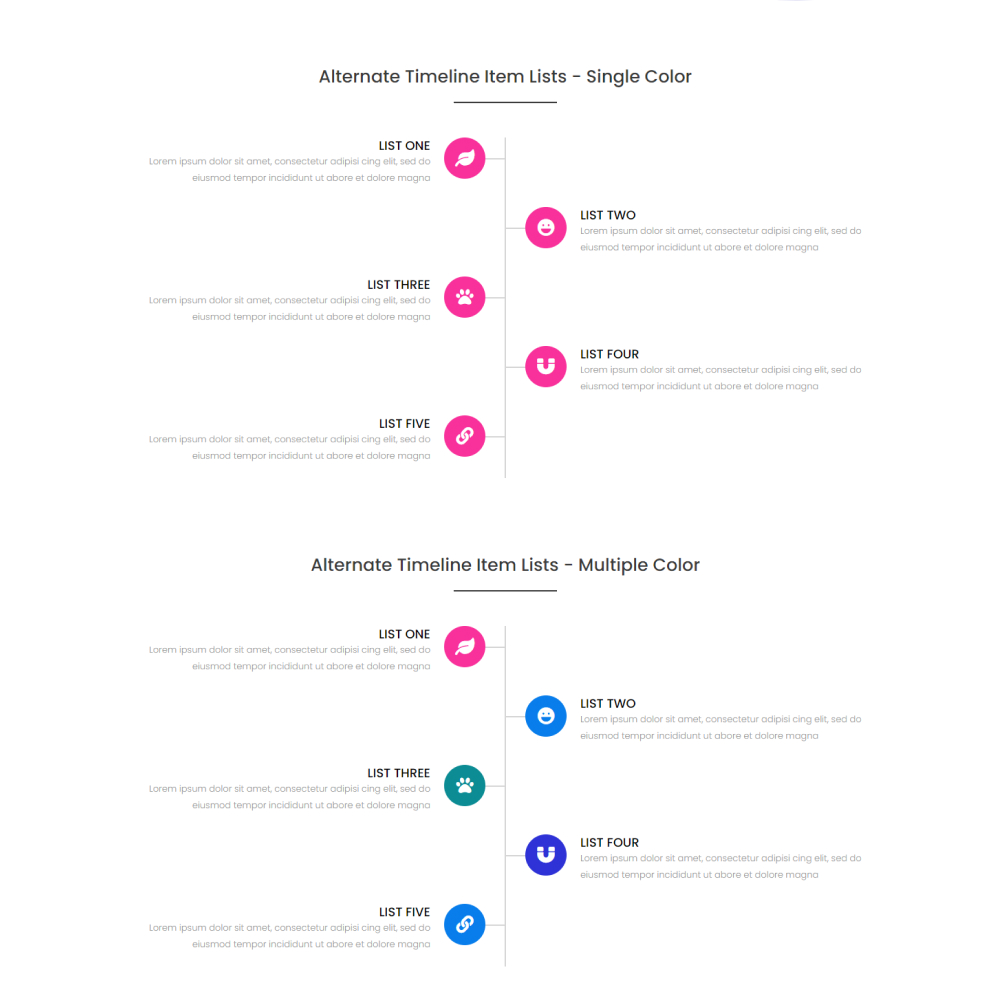 Alternate Timeline Bullets - Single Color & Multiple Color