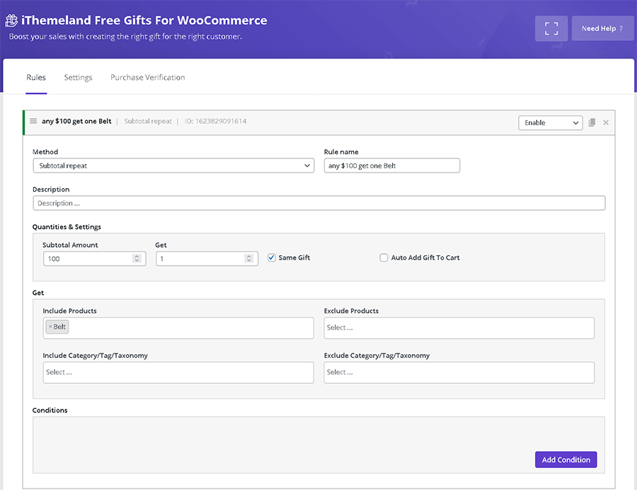 free gifts for woocommerce grid layout