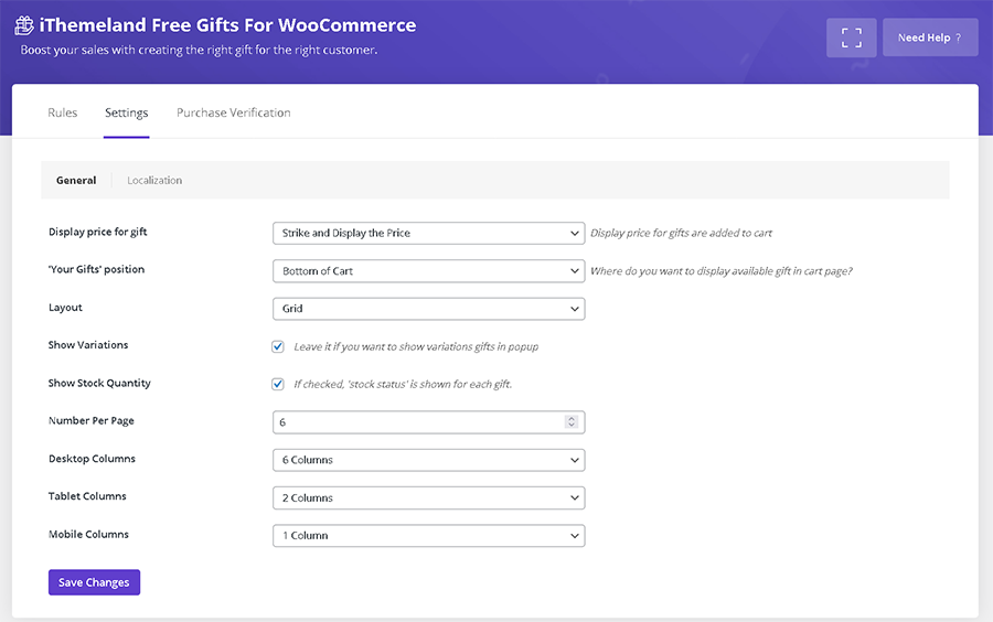free gifts for woocommerce carousel layout