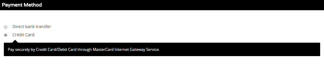 MIGS payment option at Checkout page