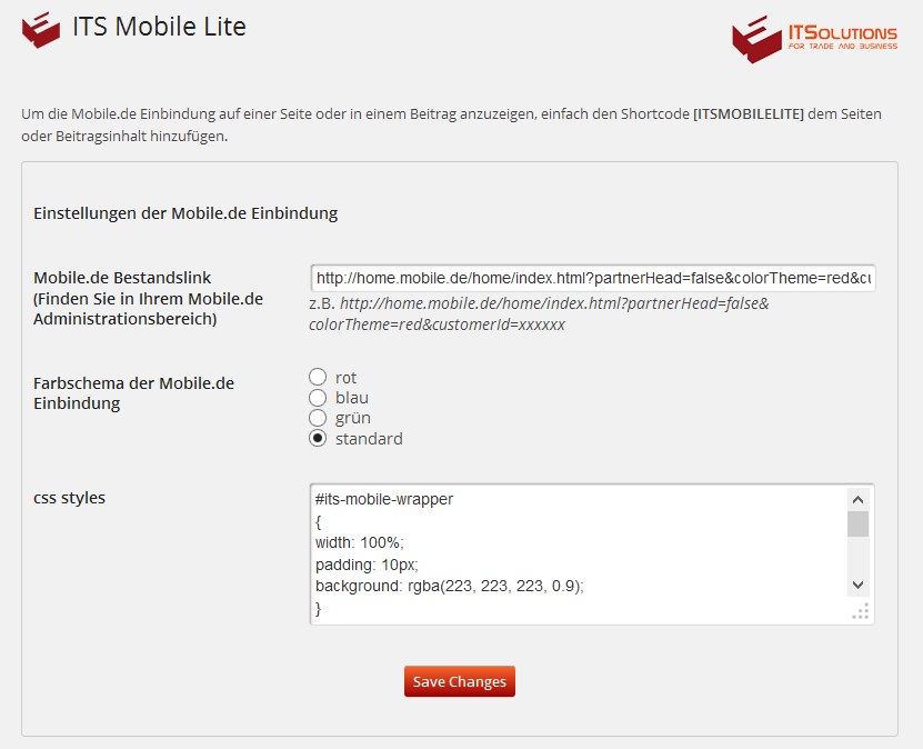 Admin section of ITS Mobile Lite