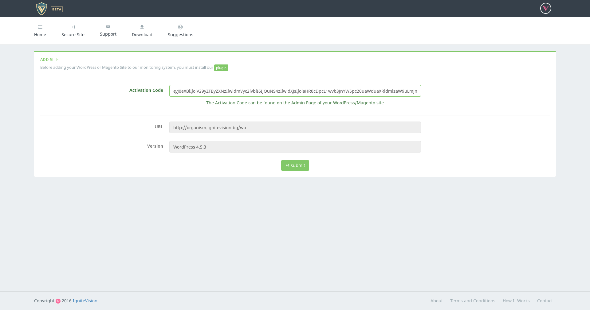 Add your site - Adding your site to our monitoring system.