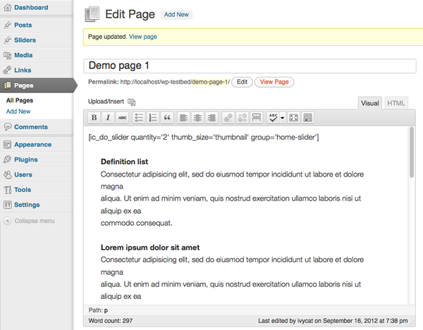 Embed a slide in a post or page using a shortcode.