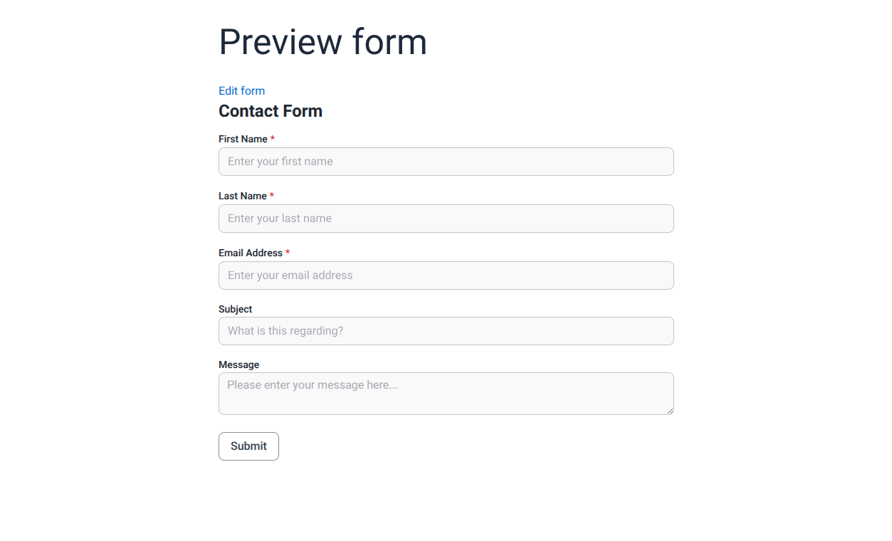 Form Settings