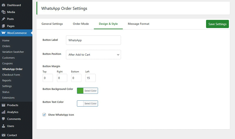 WhatsApp Message - How the formatted order message looks in WhatsApp.