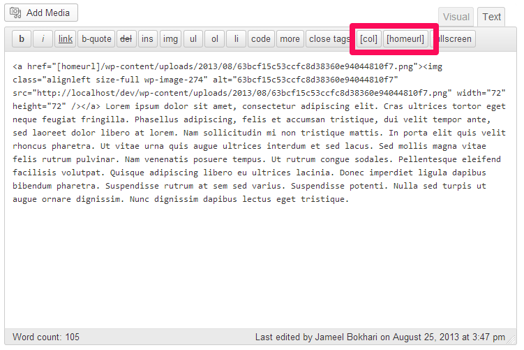 Plugin adds buttons for creating shortcode.