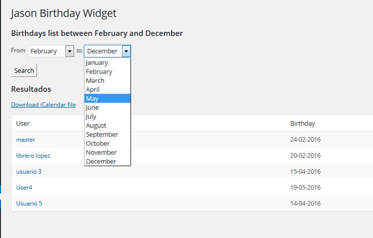 List user birthdays (in administrator menu).