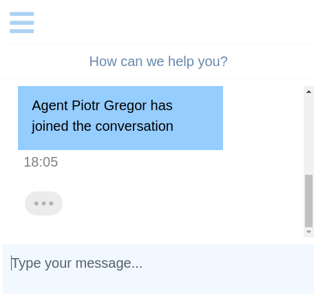 Here agent typing indication is displayed, as agent is typing something.