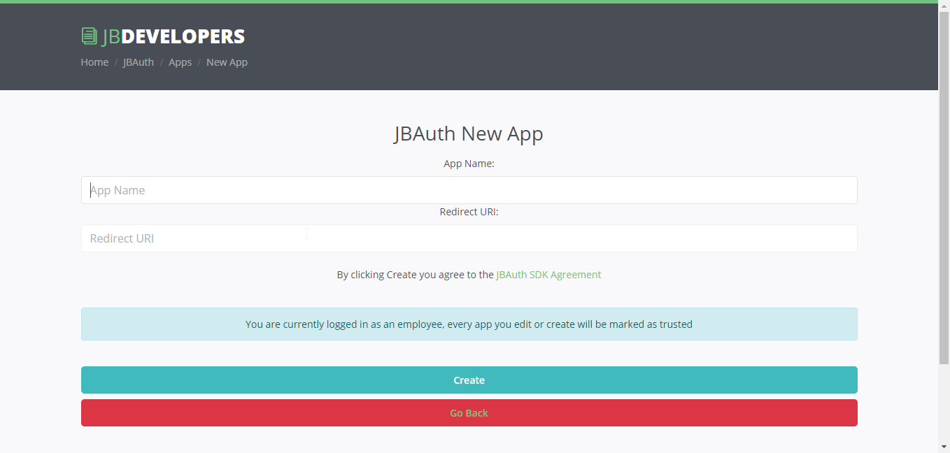 You have to create an app at the JBDevelopers website