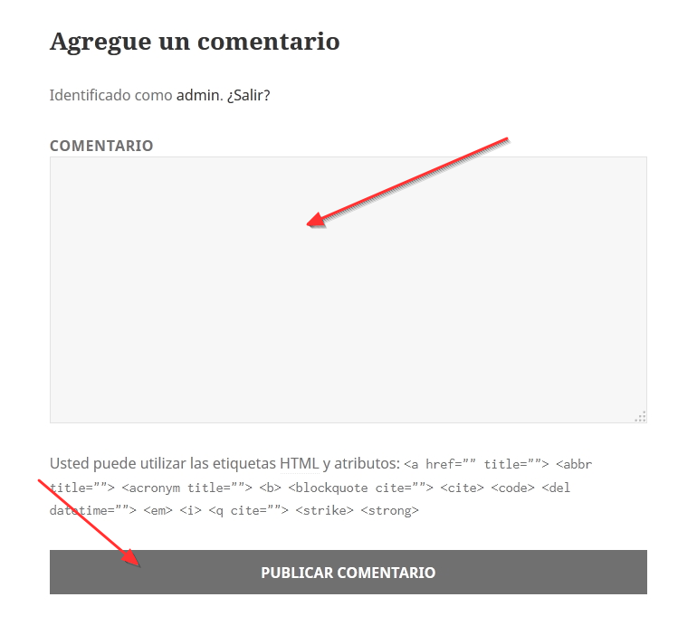 Example comments form
