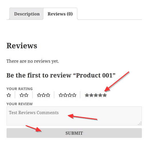 Example woocommerce comment form