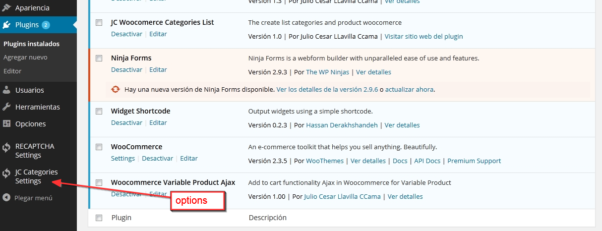Create list of categories Woocommerce 2