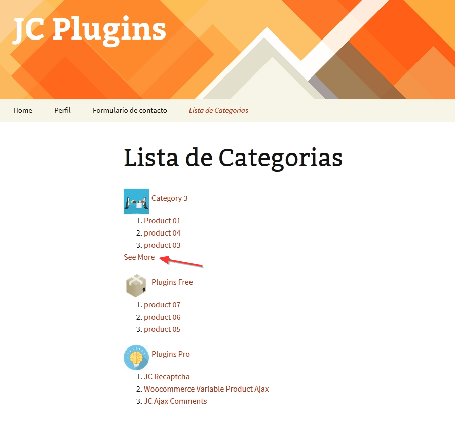 Create list of categories Woocommerce 6