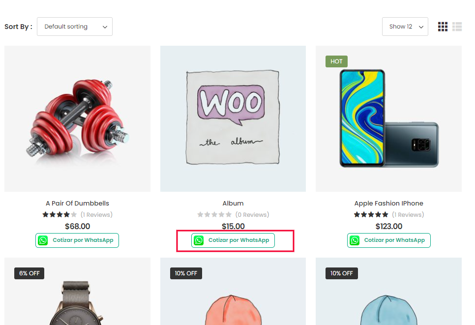 Button result on product page