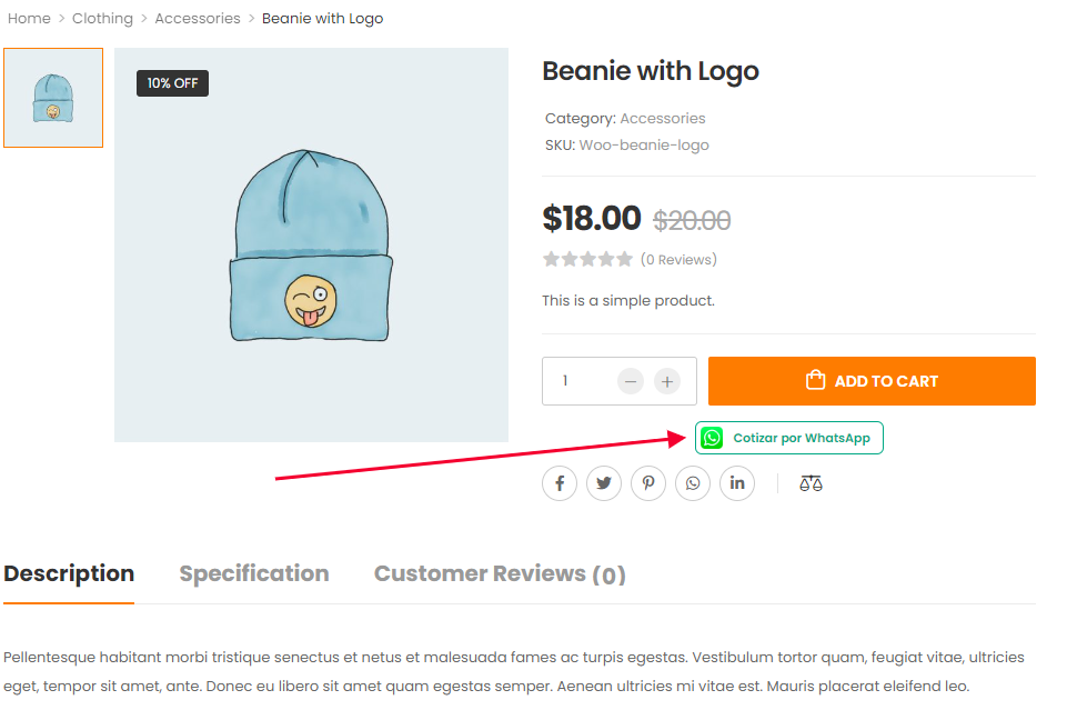 Button result on shop page