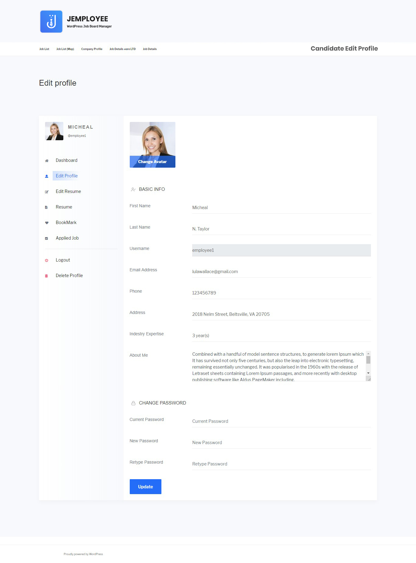 Job Lister Profile