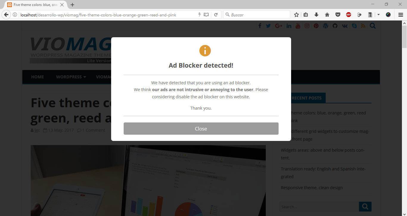 Plugin running on 'Modal box' mode.