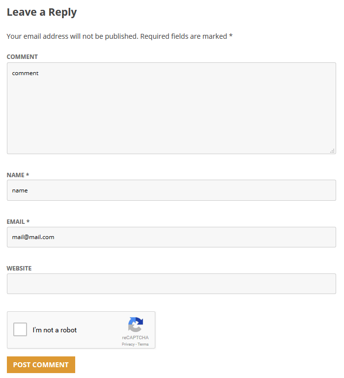 Comments form with Google reCAPTCHA.