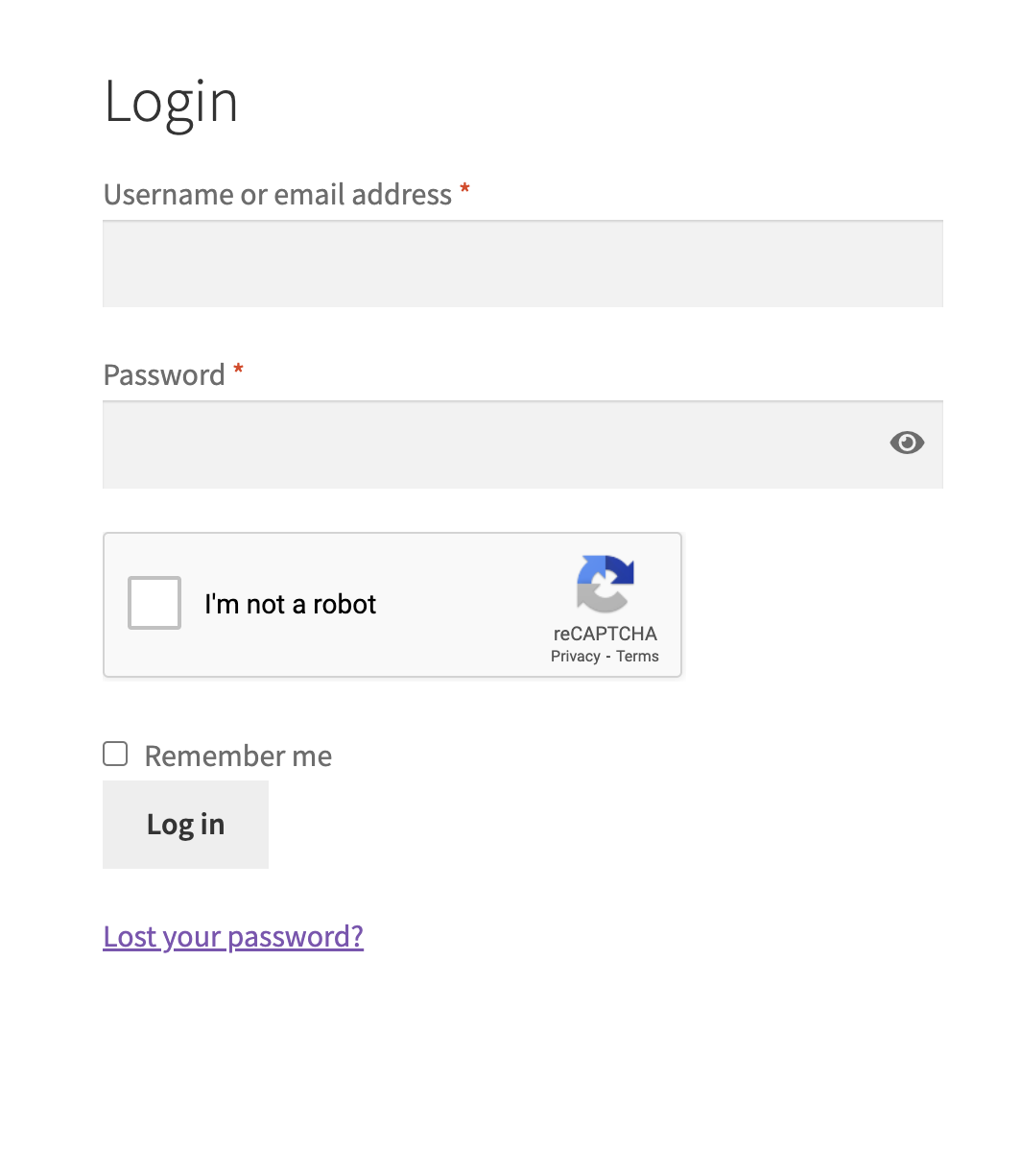 WooCommerce Login.