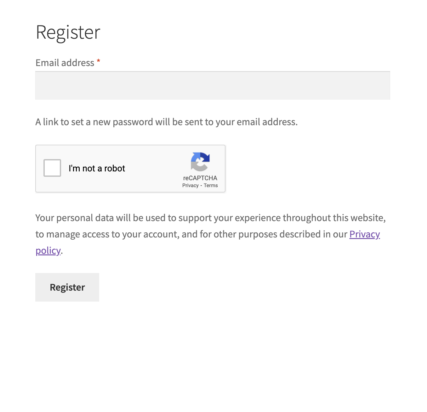 WooCommerce Register.