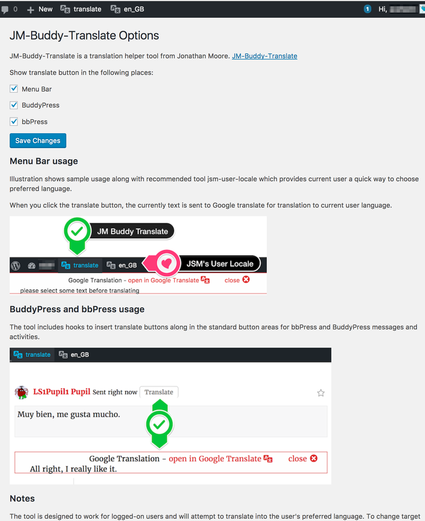 In the settings screen you can turn on or off the various integrations.