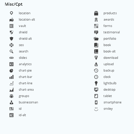 lists of icons