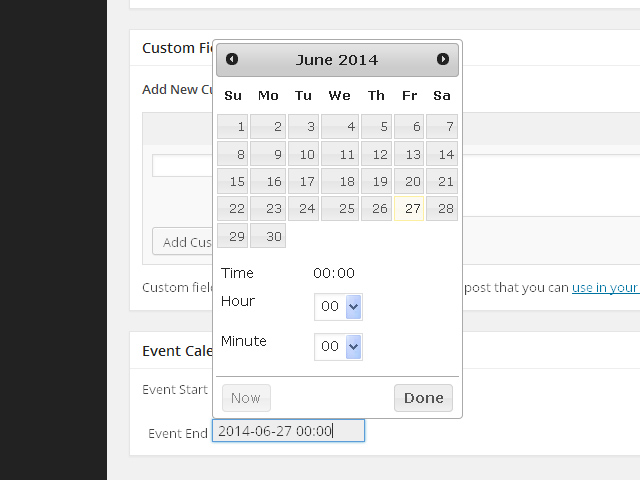 The date selector on the standard post screen.