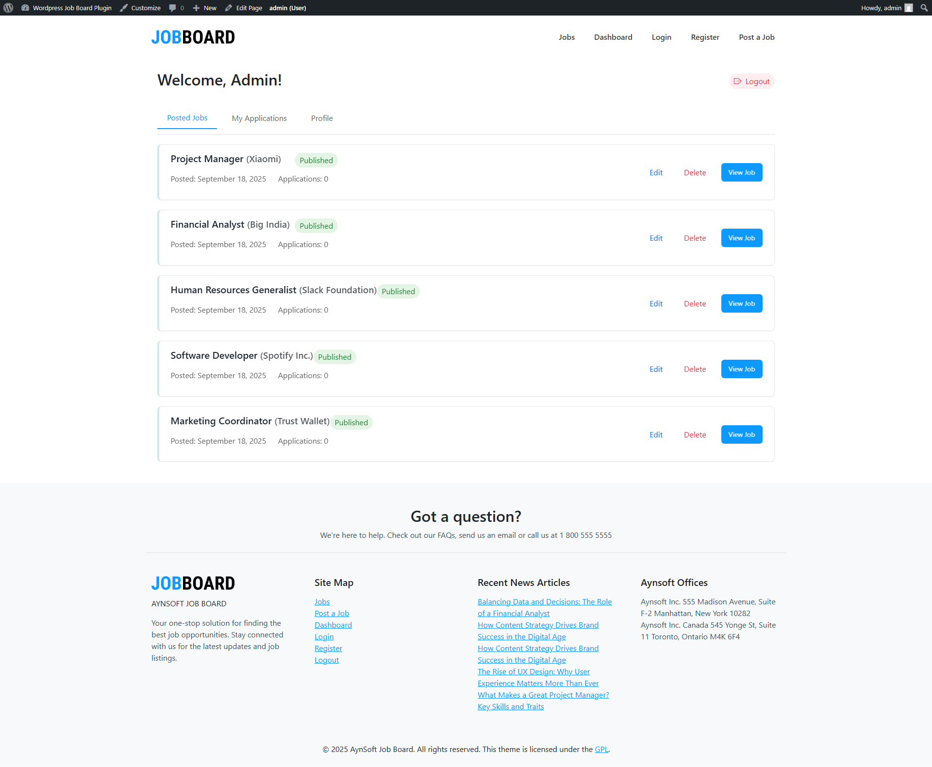Job detail page