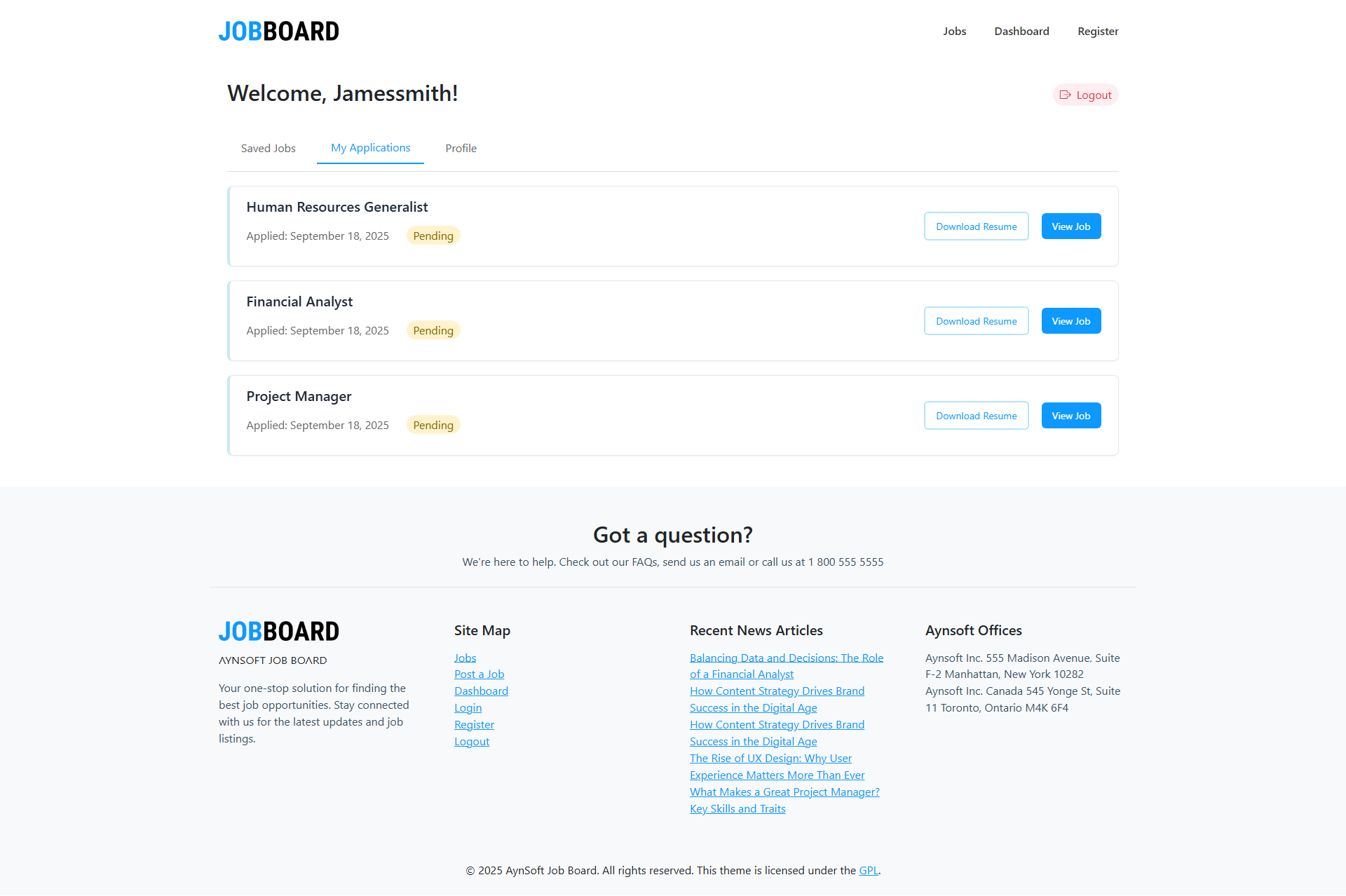 Jobseeker registration page
