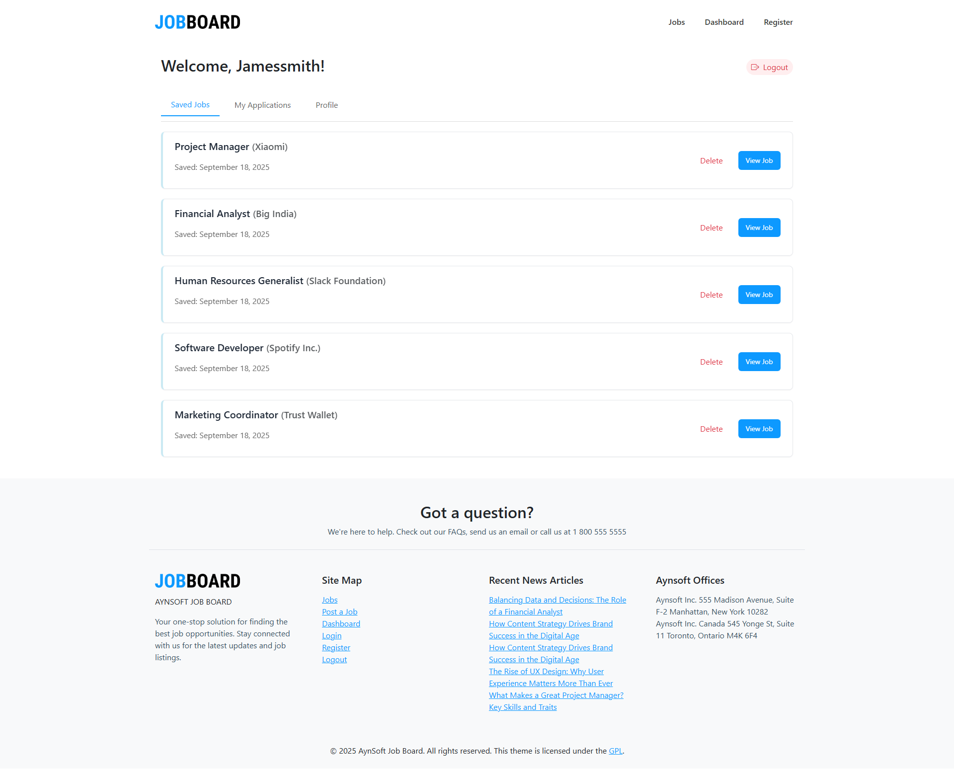 Login page
