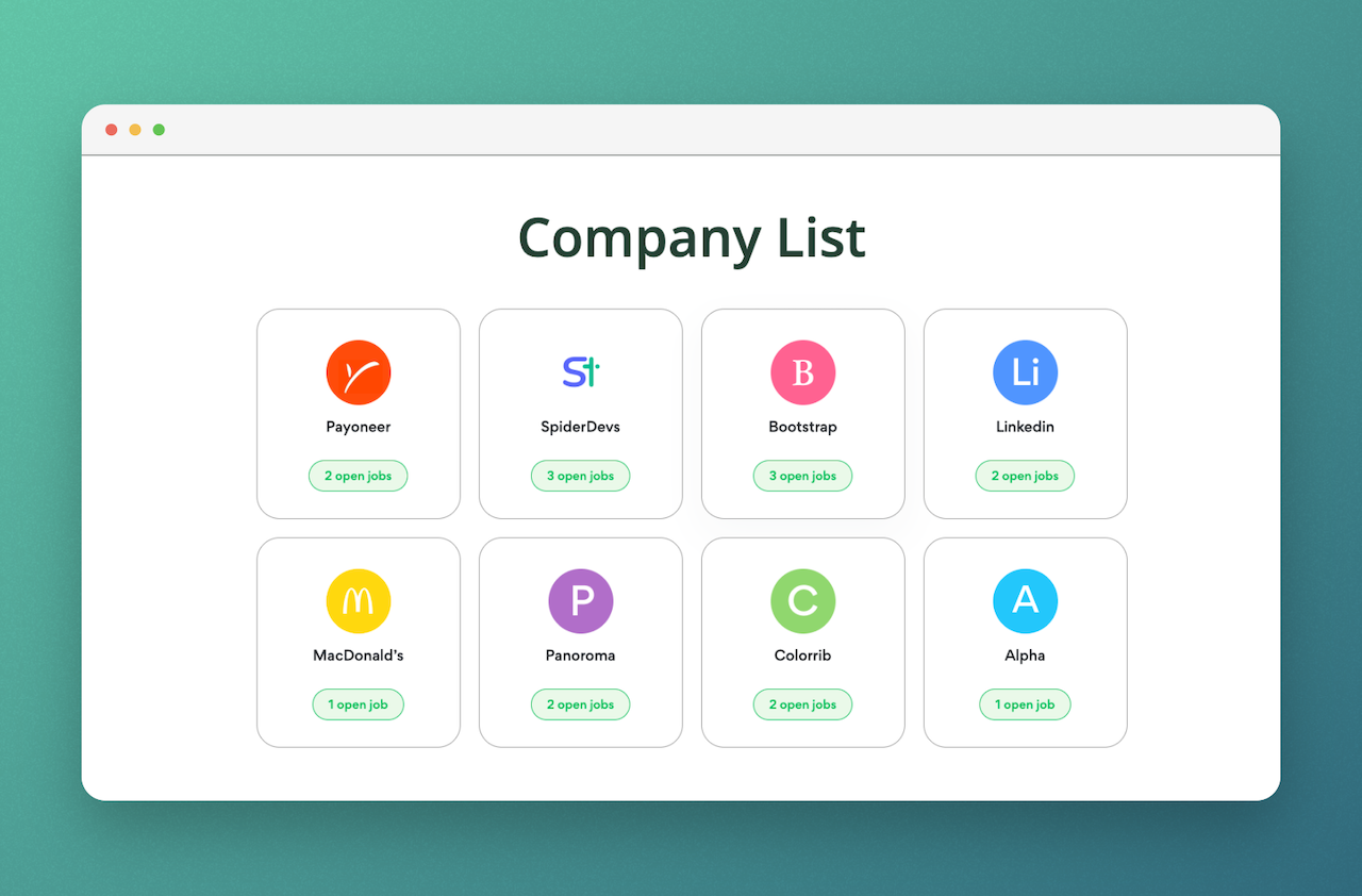 Job Category — Show jobs by categorized sections