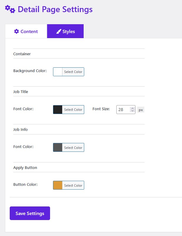 Application list panel in admin
