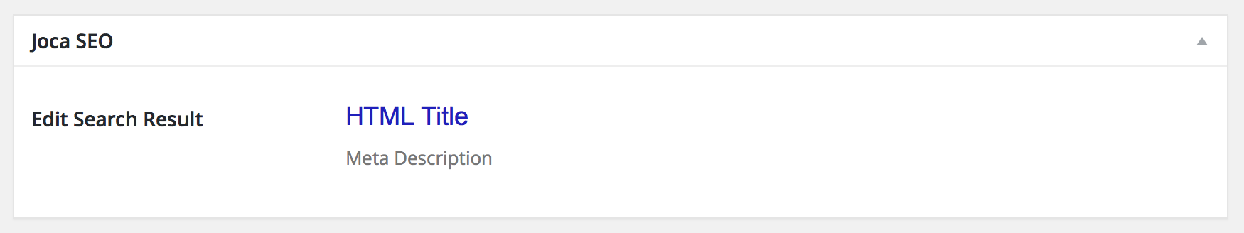 An example of a Joca SEO input form on a post page.
