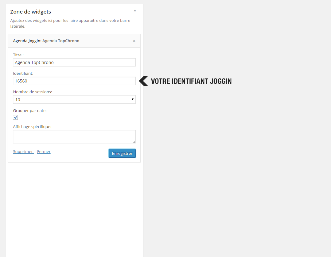 Insertion du widget et configuration