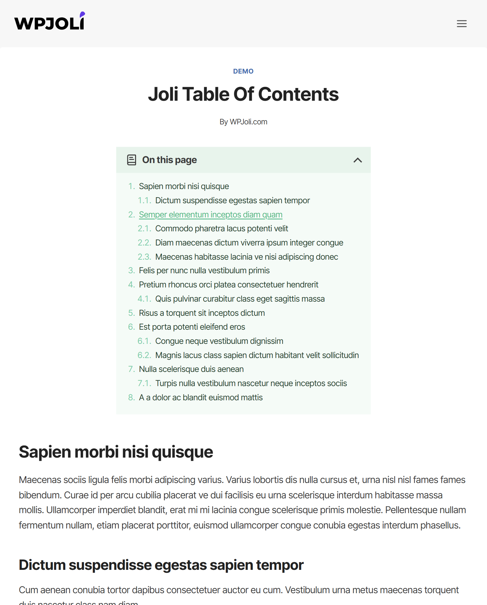 Settings Page — Headings