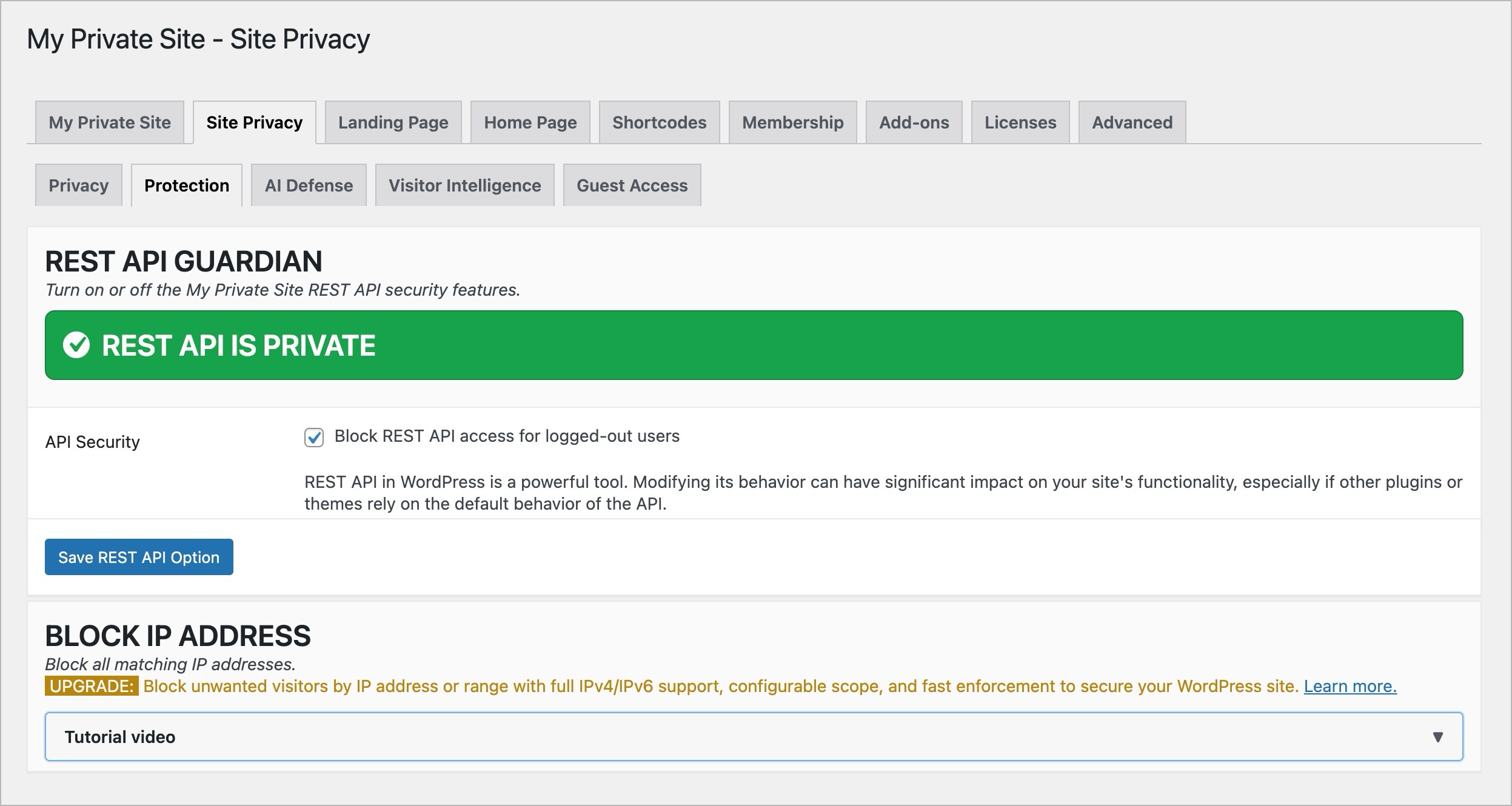 REST API privacy protection