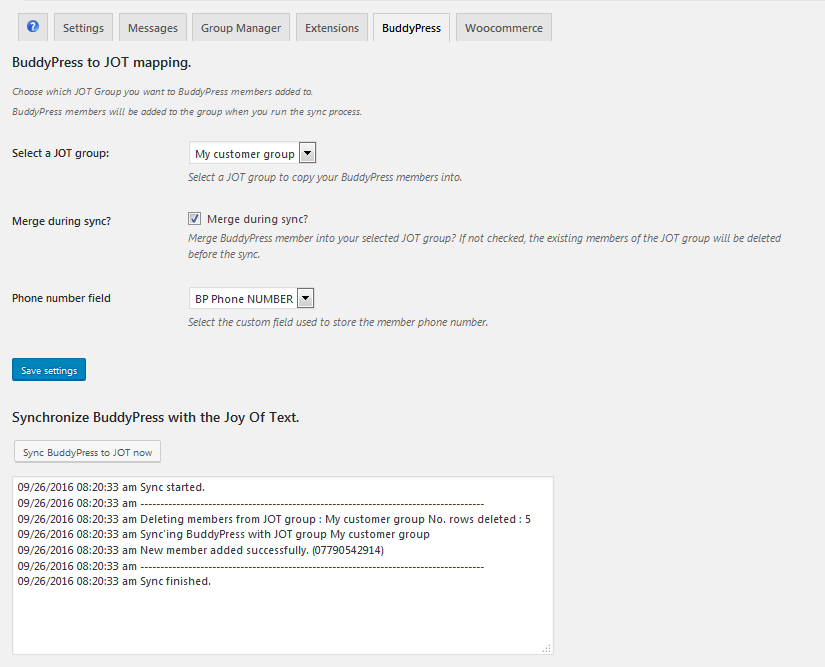 General settings section.