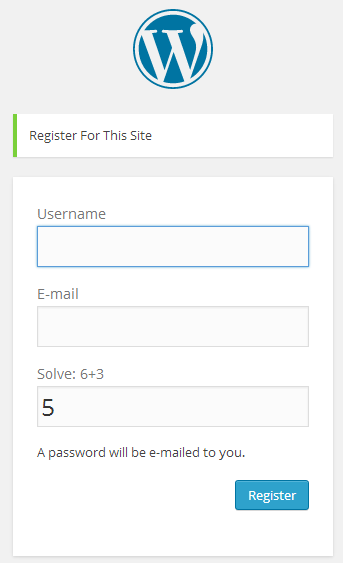 This is what the user sees during registration.  Note the math problem in line 3.