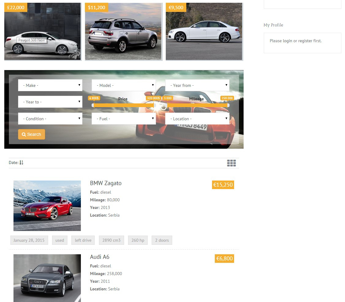 JPro Cars frontend.