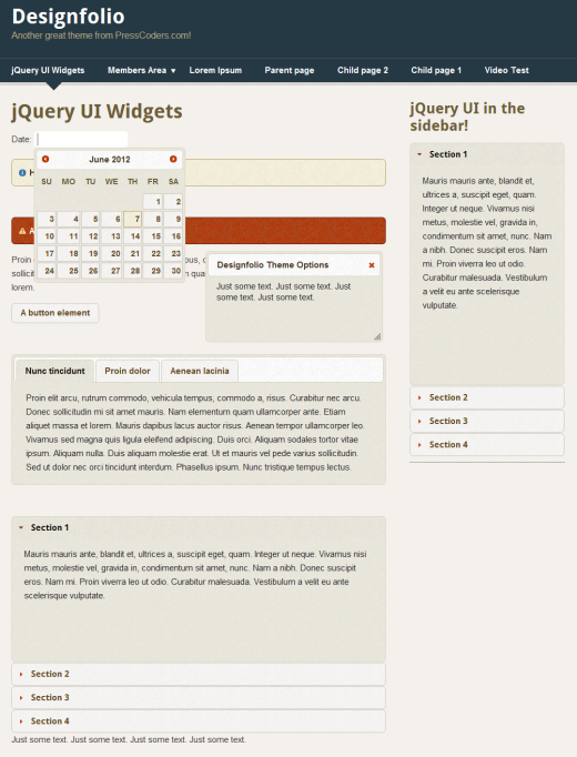 jQuery UI theme example.