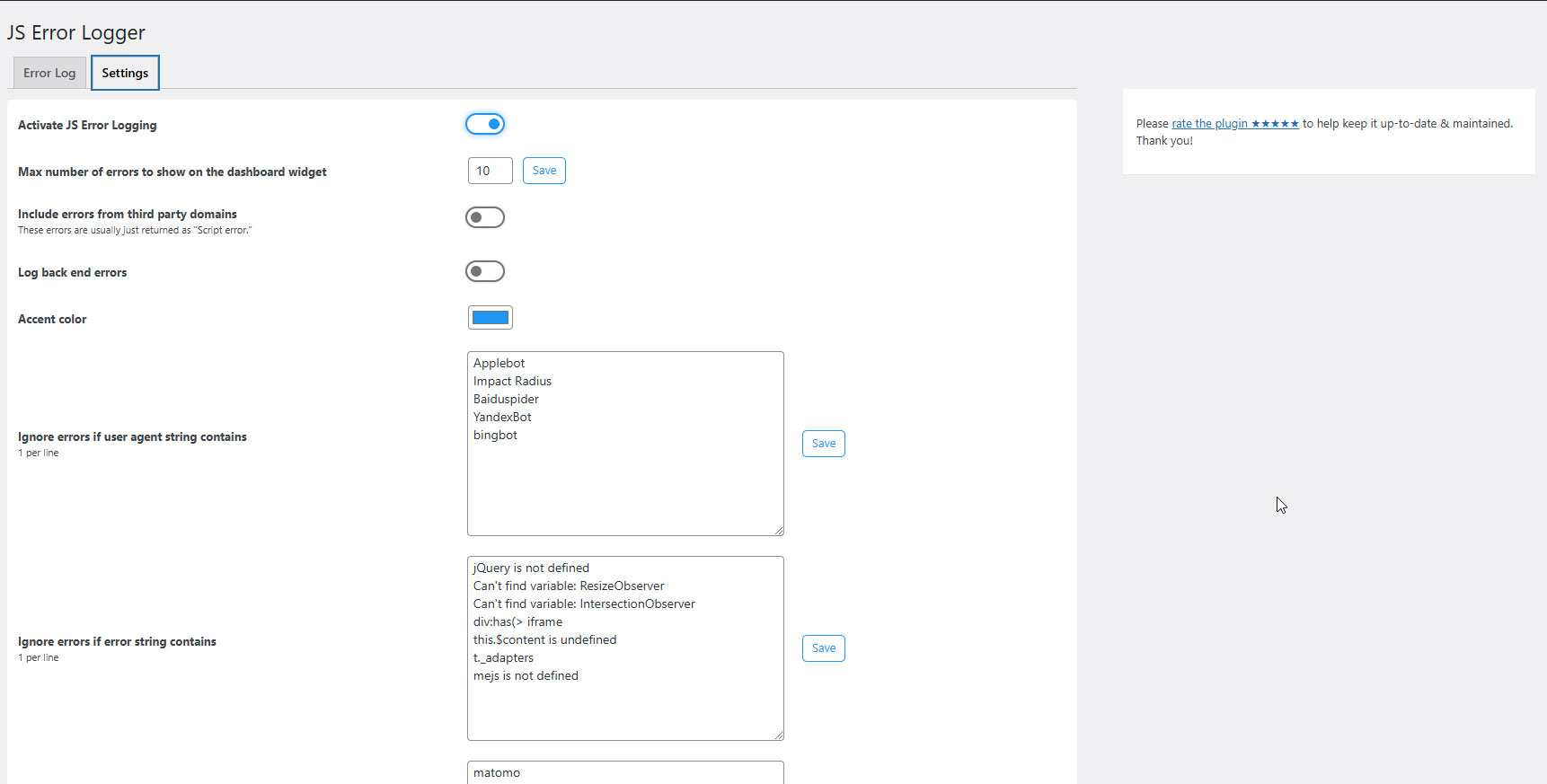 Some of the settings