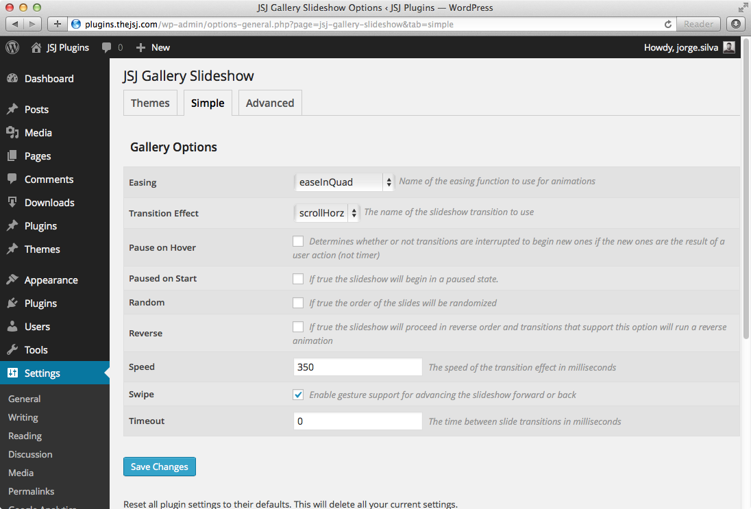 Simple Options Page (Admin)