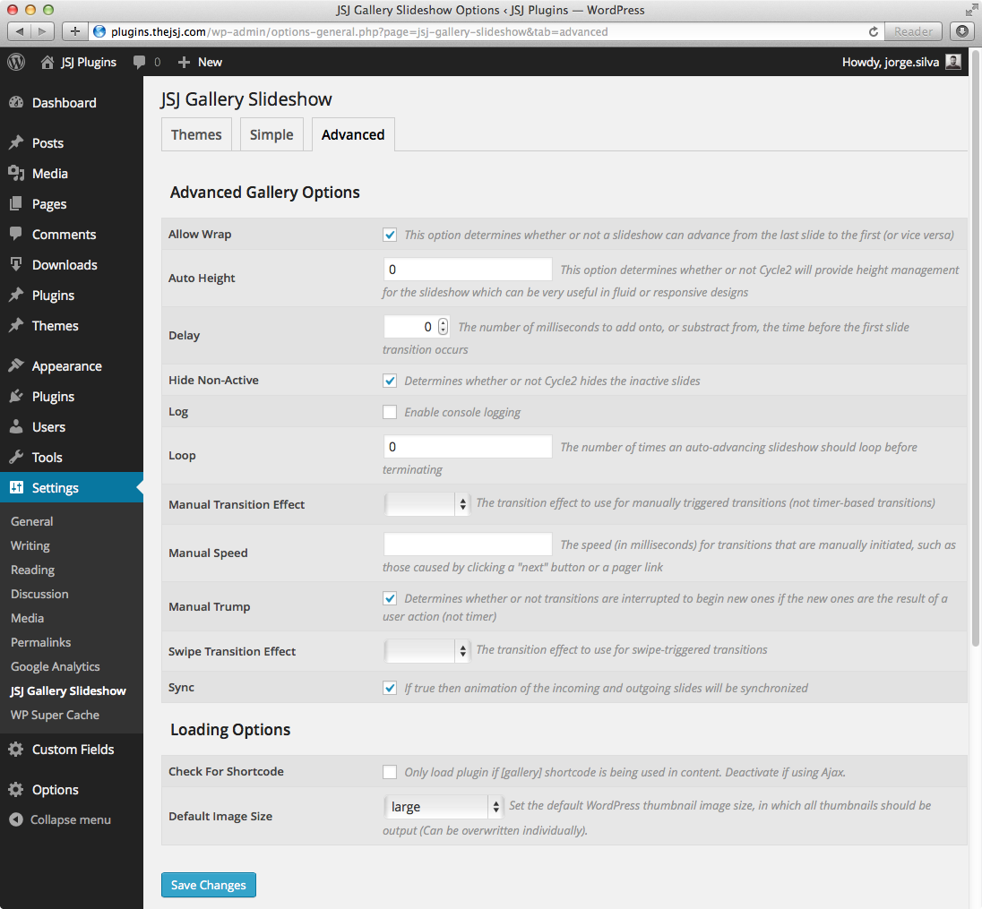 Advanced Options Page (Admin)
