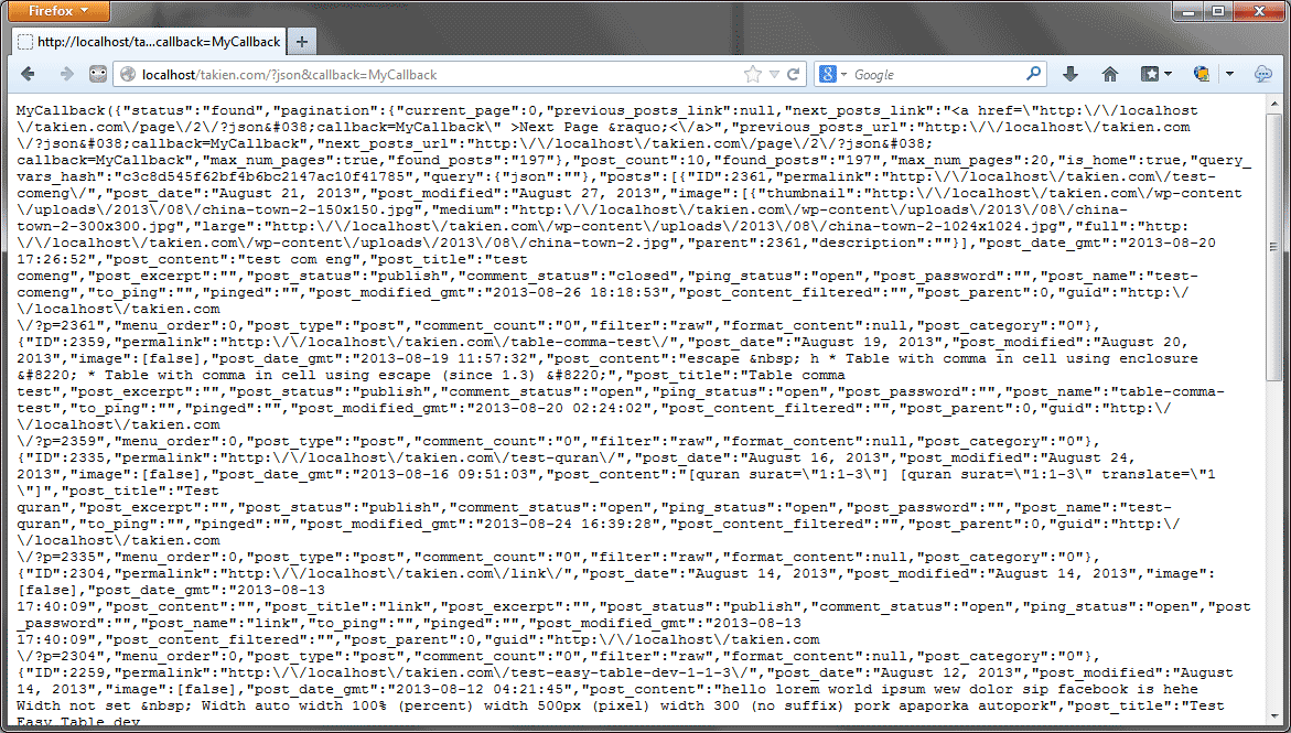 Use callback for JSONP access